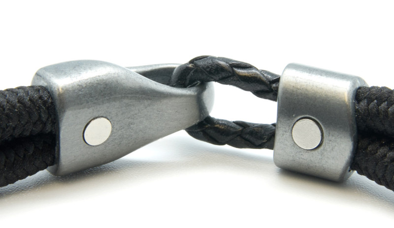 Solid Black Dual Cord Bracelet (magnets)