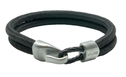Solid Black Dual Cord Bracelet (front) 