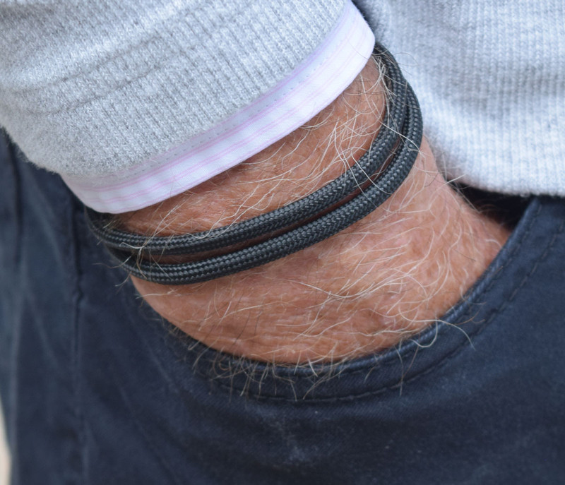 Black Gray Cord  Slide Knot Bracelet - Back