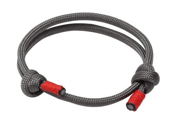 Gray & Red Cord Slide Knot Bracelet - Front