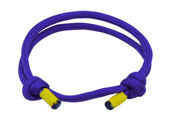 Purple Yellow Cord Slide Knot Bracelet - Front