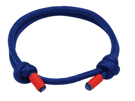 Navy Red Cord Slide Knot Bracelet - Front