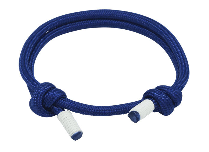Navy White Cord Slide Knot Bracelet - Front