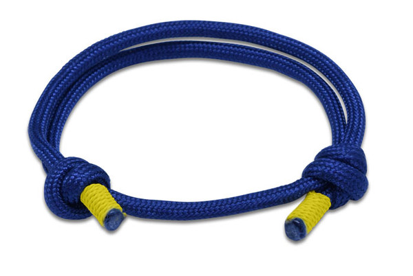 Navy Yellow Cord Slide Knot Bracelet - Front