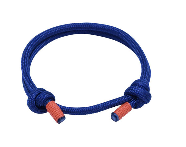 Navy Orange Cord Slide Knot Bracelet - Front