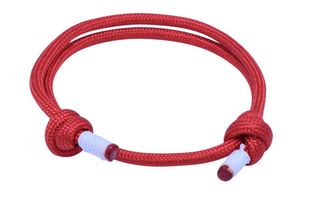 Red White Cord Slide Knot Bracelet - Front