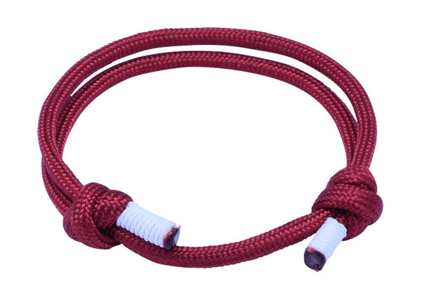 Crimson White Cord Slide Knot Bracelet - Front