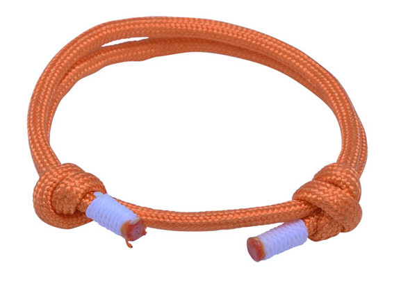 Orange White Cord Slide Knot Bracelet - Front