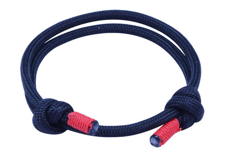 Black Red Cord Slide Knot Bracelet - Front