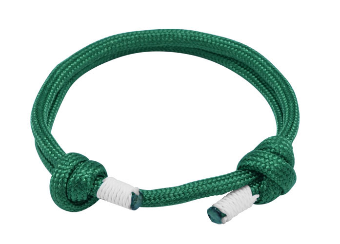 Green White Cord Slide Knot Bracelet - Front