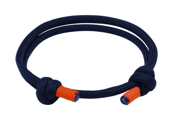 Black Orange Cord Slide Knot Bracelet - Front