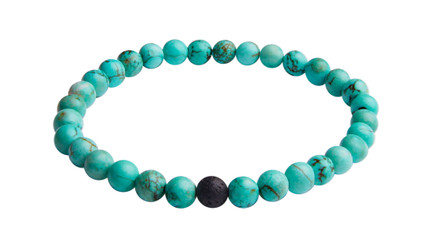 IonLoop  6mm Turquoise Stone Bracelet  with one molten Lava rock bead.
(front view)