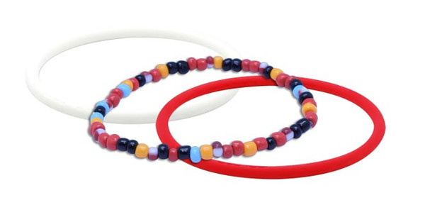 NEW 2 Negative Ion Thins - White + Red and 1 Circus Bead Bracelet
Great addition to stacking your bracelets