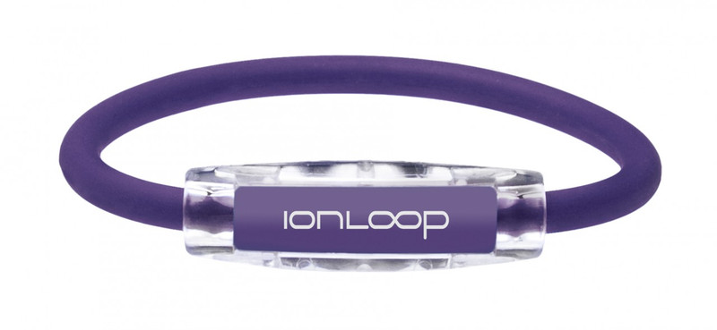 The IonLoop Purple Haze Bracelet contains negative ions and magnets.
(front view)