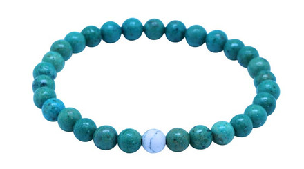 New IonLoop  6mm Turquoise JADE Stone Bracelet  with a single White Star Bead.
(front view)