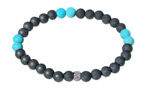 NEW   - IonLoop  mag/fusion +Plus  Turquoise- Bracelet contains medium sized slate gray magnetic pearls with Turquoise stones.
(front view)