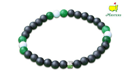 IonLoop  mag/fusion +Plus COLOR - MASTERS LIMITED EDITION- Bracelet contains medium sized slate gray magnetic pearls with Green stones.
(front view)