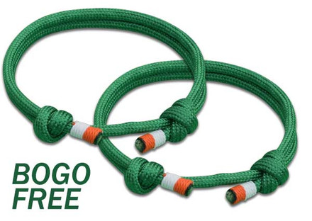 St. Patrick's BOBO Free - Green Orange White Cord Slide Knot Bracelet - Front