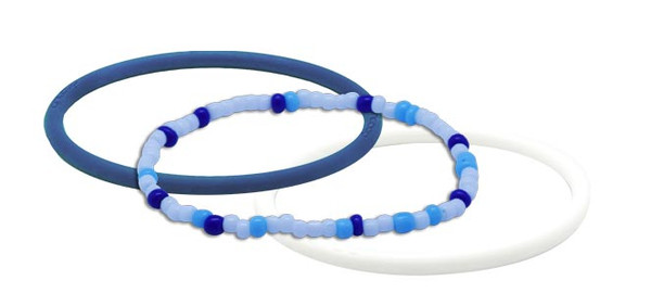NEW 2 Negative Ion Thins - White + Royal Blue and 1 Seaview Bead Bracelet
Great addition to stacking your bracelets