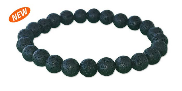 Shop IonLoop's Solid Black Lava Stone Bracelet featuring natural 8mm volcanic beads, rugged style, and easy slip-on comfort. Perfect for golf and everyday wear.