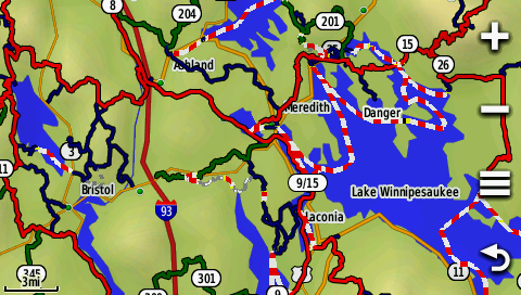 NH snowmobile trail map overlay on Garmin Montana 600 GPS