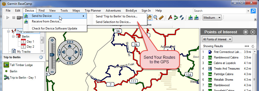 Saving a route or collection to your GPS device