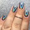 Full Spectrum Holochrome powder pigment (35 micron) rubbed over no-wipe gel top coat. Swatch by NailExperiments