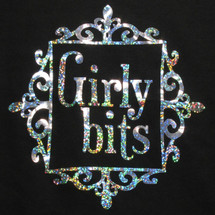 Girly Bits holographic logo t-shirt.