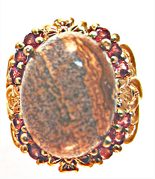Jasper Quartz Garnet Ring