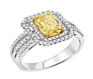 Natural Fancy Intense Yellow Diamond Ring