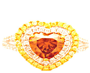 Natural Fancy Orange & Yellow and White Diamond Ring