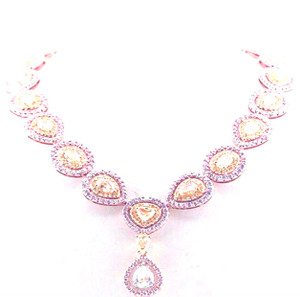 Natural Fancy Pink, Yellow and White Diamond Necklace