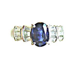 Blue Sapphire and Diamond Ring
