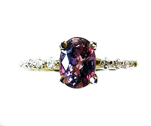 Certified Unheated Purple Sapphire and Diamond Ring