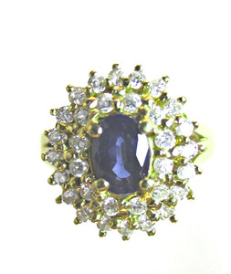 Blue Sapphire & Diamond Ring
