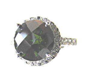 Green Tourmaline and White Sapphire Ring