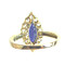 comfort fit back Kyanite and white sapphire gold ring