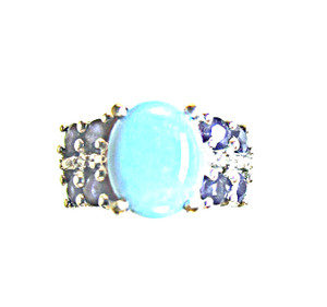 Turquoise, Blue Sapphire & Diamond Ring