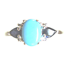 Sleeping Beauty Turquoise & Sapphire Ring