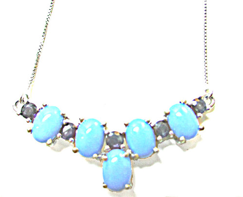 Sleeping Beauty Turquoise and Blue Sapphire Necklace