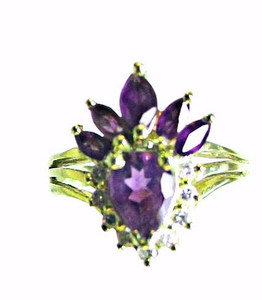 Estate Amethyst & Diamond Ring