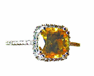 Citrine & Halo Diamond Ring