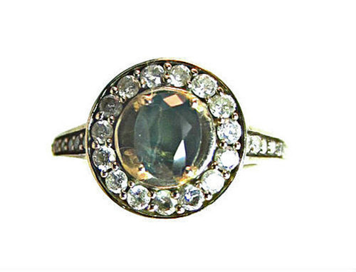 Alexandrite and Diamond front view ring