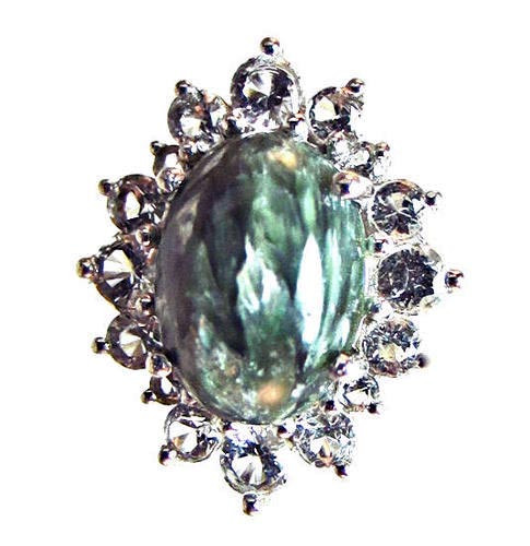 Seraphinite and White Topaz Ring