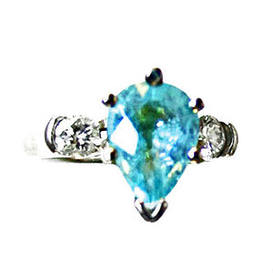 Neon Pool Water Blue (Paraiba Copper Bearing) Tourmaline & Diamond Ring