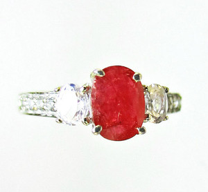 Burma Ruby and White Topaz Ring