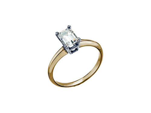 Emerald Cut Engagement Ring Mount Option in 18KT Yellow Gold