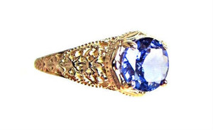 Art-Deco Style Blue Tanzanite Ring