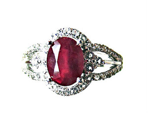 Designer Ruby and White Topaz Ring