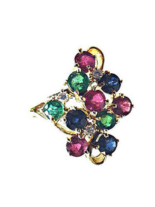 Ruby, Sapphire, Emerald and Diamond Ring